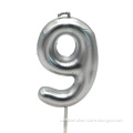 Multicolored 4cm Wide Metallic Number Candle